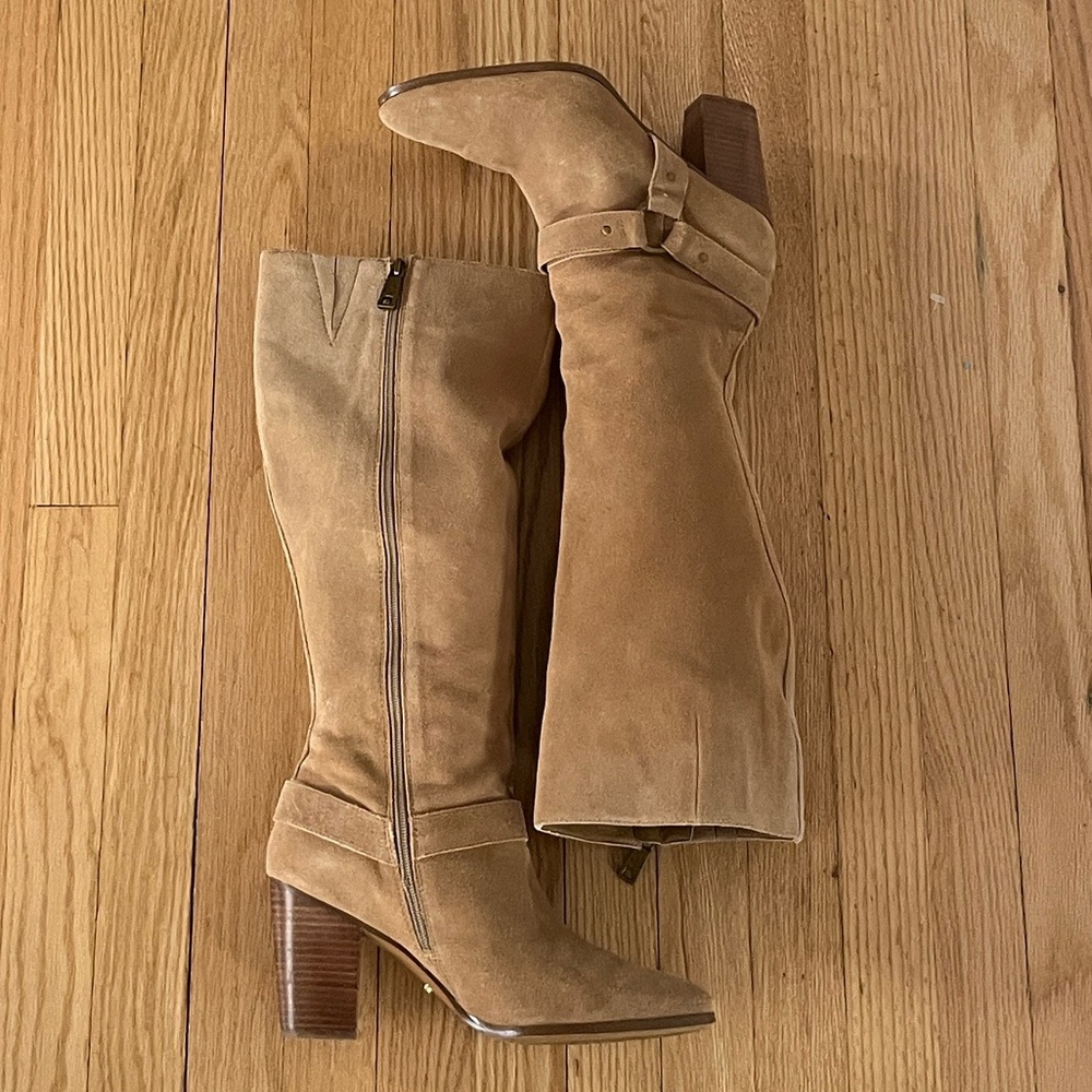Lauren Ralph Lauren "Freeda" Suede Tall Boot Womans sz 11B Block Heel - Picture 4 of 10